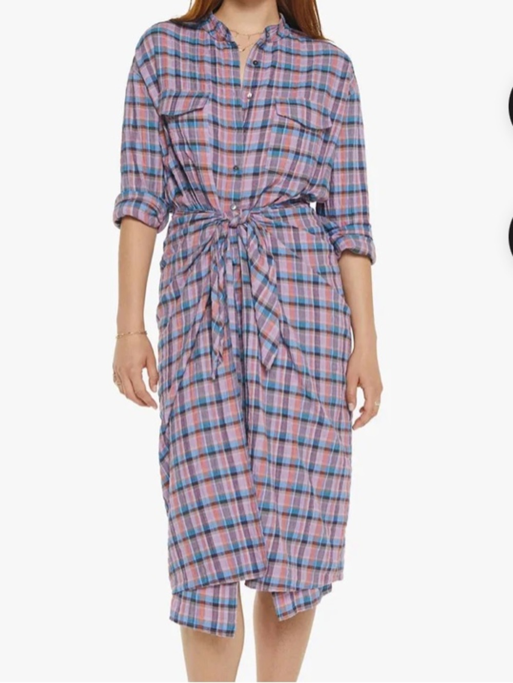XiRENA Plaid Midi Shirt Dress